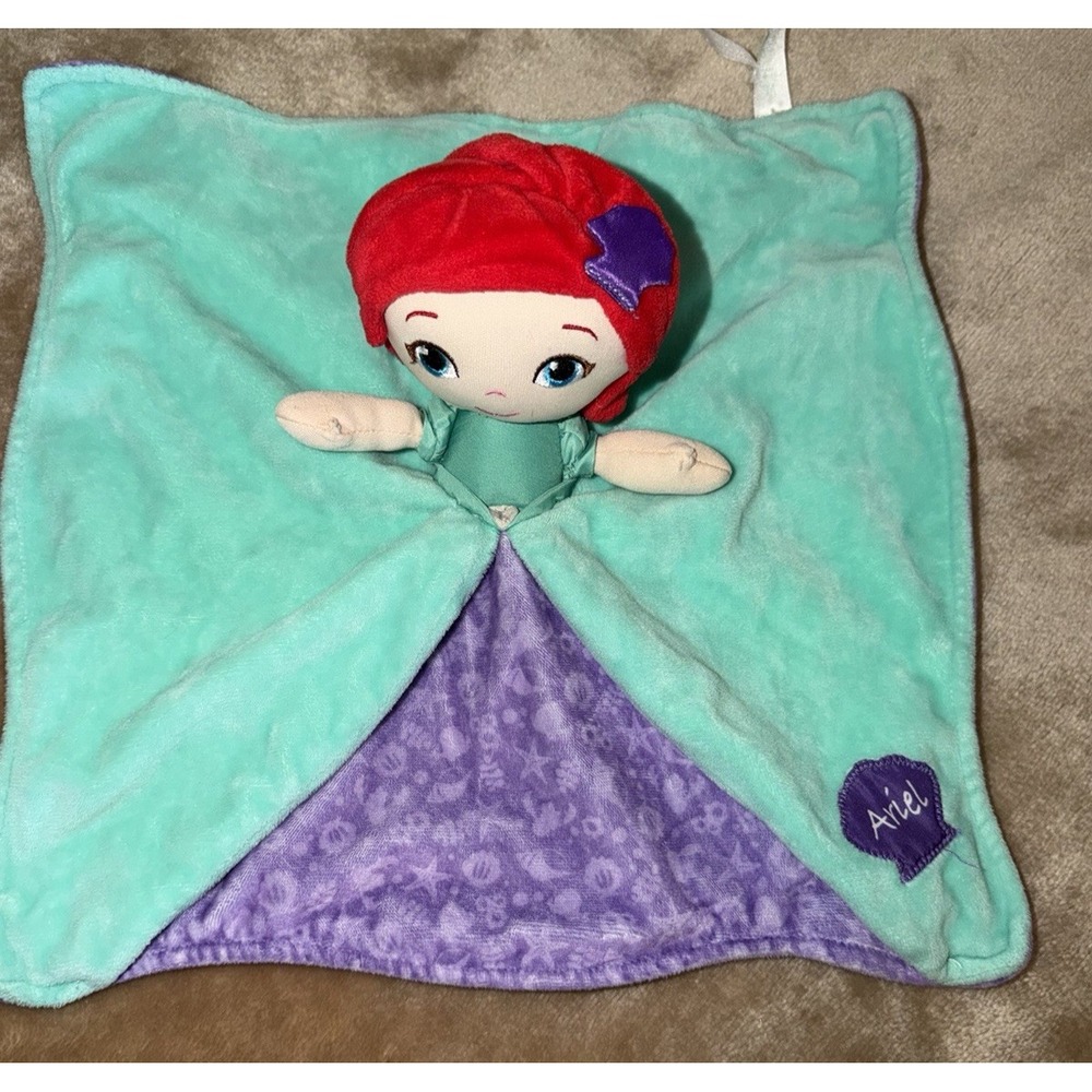 Disney Lovey Ariel Security Blanket Green Purple Baby Toy